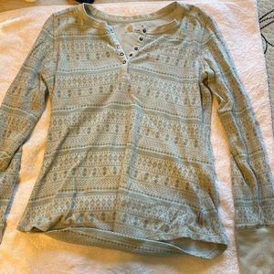 Green and cream pattern long sleeve